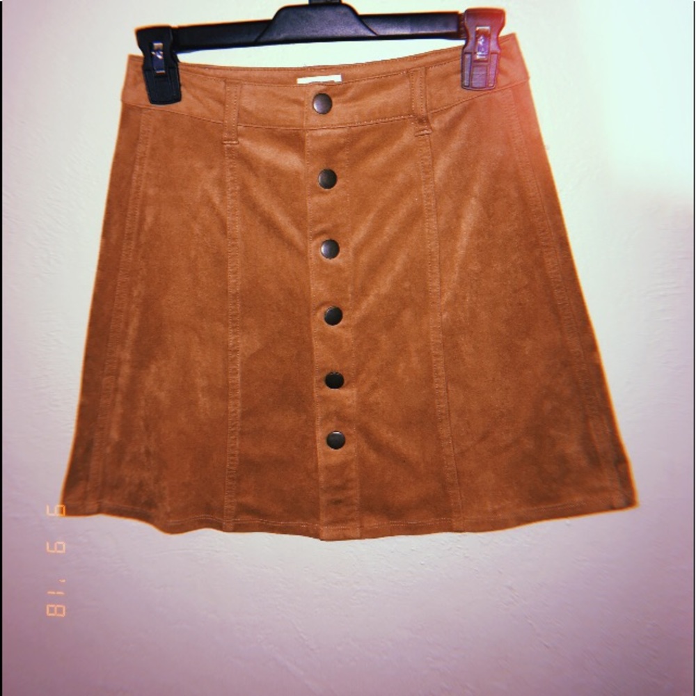 MISSIMO TAN FRONT BUTTON SKIRT